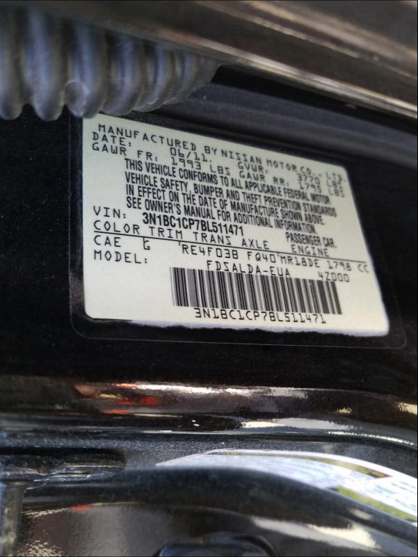 Photo 9 VIN: 3N1BC1CP7BL511471 - NISSAN VERSA S 