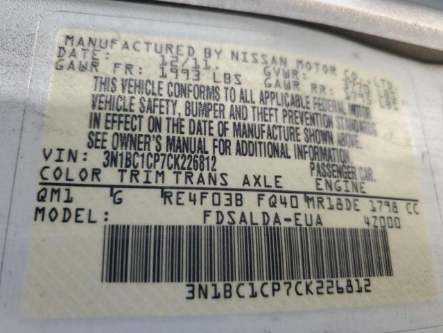 Photo 11 VIN: 3N1BC1CP7CK226812 - NISSAN VERSA S 