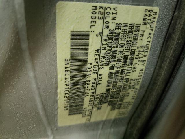 Photo 9 VIN: 3N1BC1CP7CK299789 - NISSAN VERSA S 