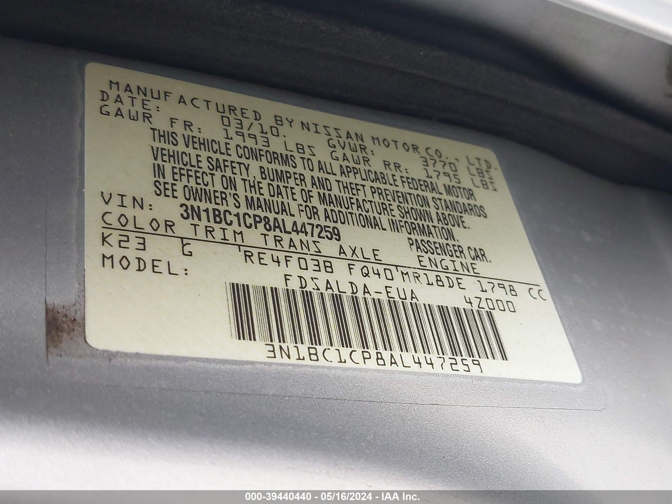 Photo 8 VIN: 3N1BC1CP8AL447259 - NISSAN VERSA 