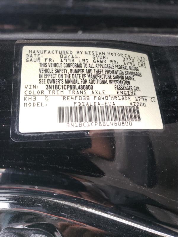 Photo 9 VIN: 3N1BC1CP8BL480800 - NISSAN VERSA S 