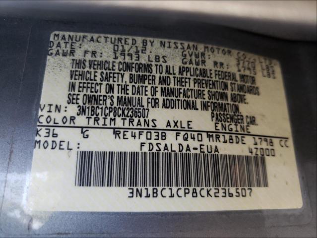 Photo 9 VIN: 3N1BC1CP8CK236507 - NISSAN VERSA S 