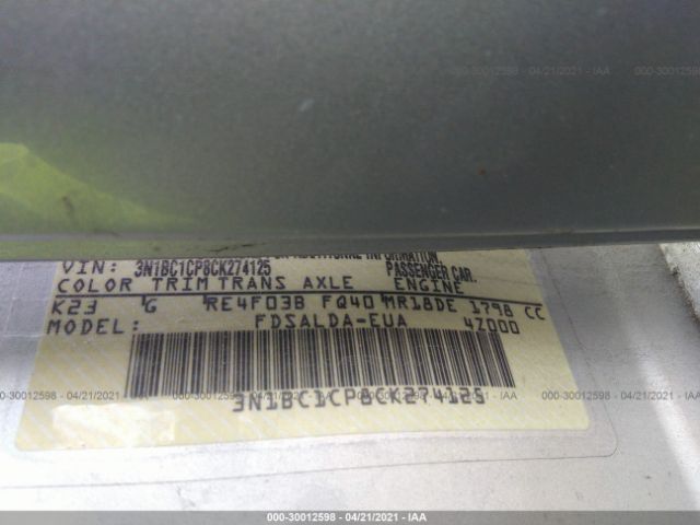 Photo 8 VIN: 3N1BC1CP8CK274125 - NISSAN VERSA 