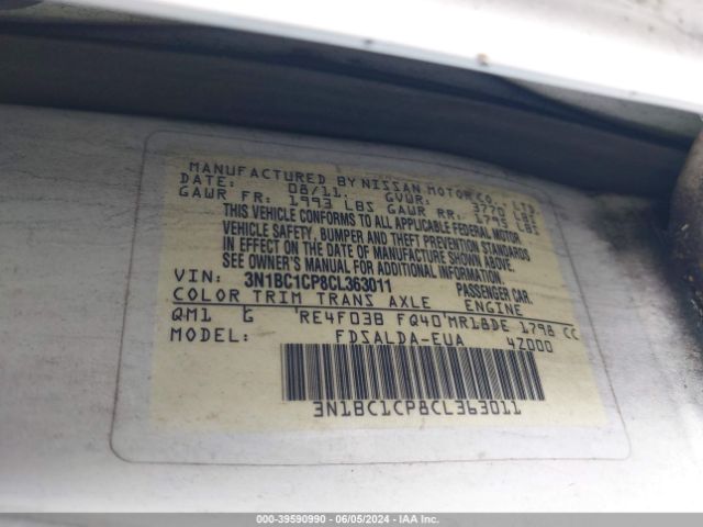 Photo 8 VIN: 3N1BC1CP8CL363011 - NISSAN VERSA 