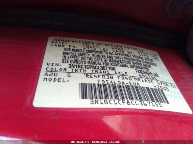 Photo 8 VIN: 3N1BC1CP8CL367155 - NISSAN VERSA 