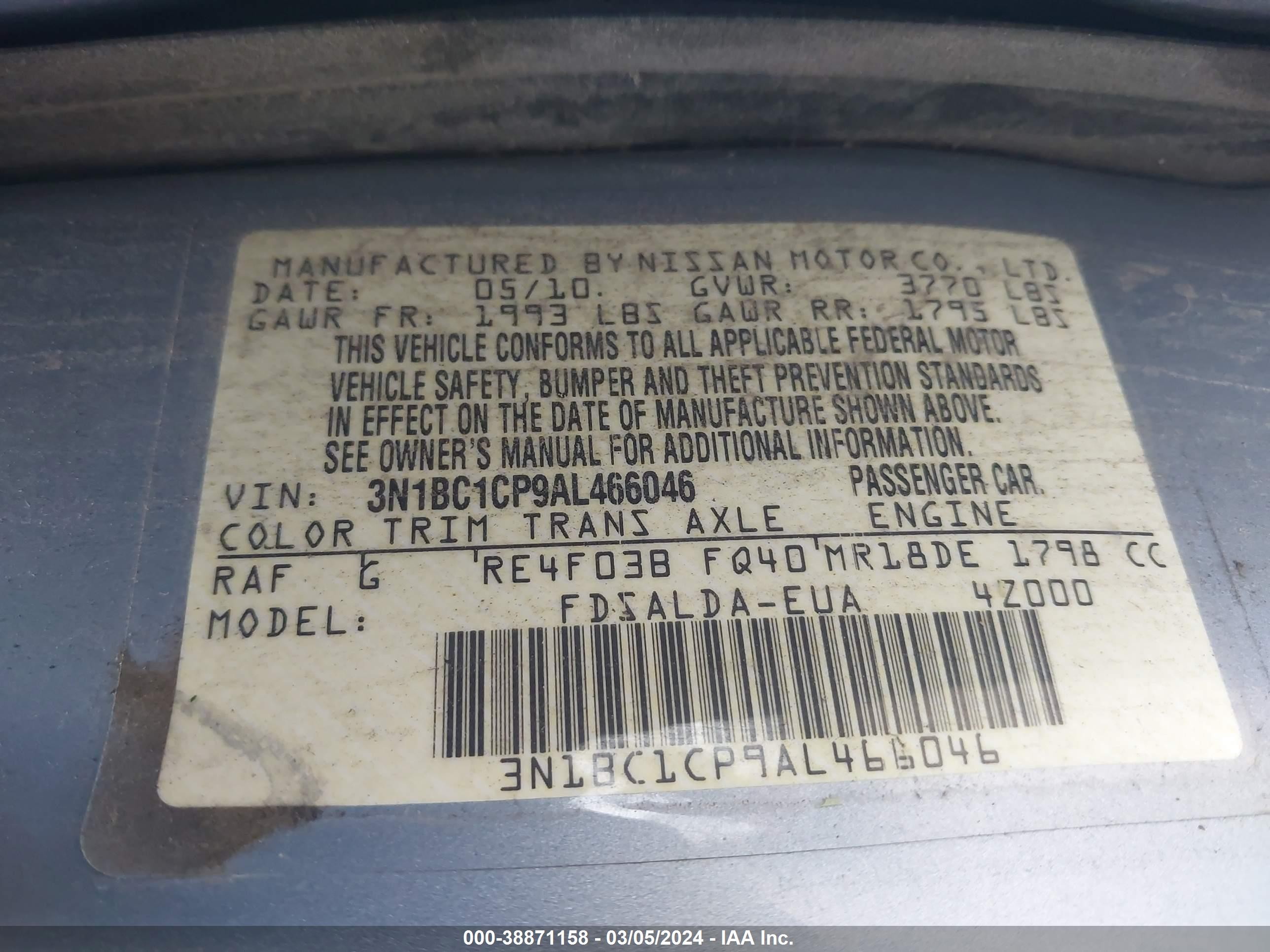 Photo 8 VIN: 3N1BC1CP9AL466046 - NISSAN VERSA 