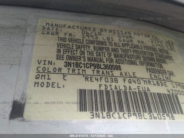 Photo 8 VIN: 3N1BC1CP9BL360598 - NISSAN VERSA 