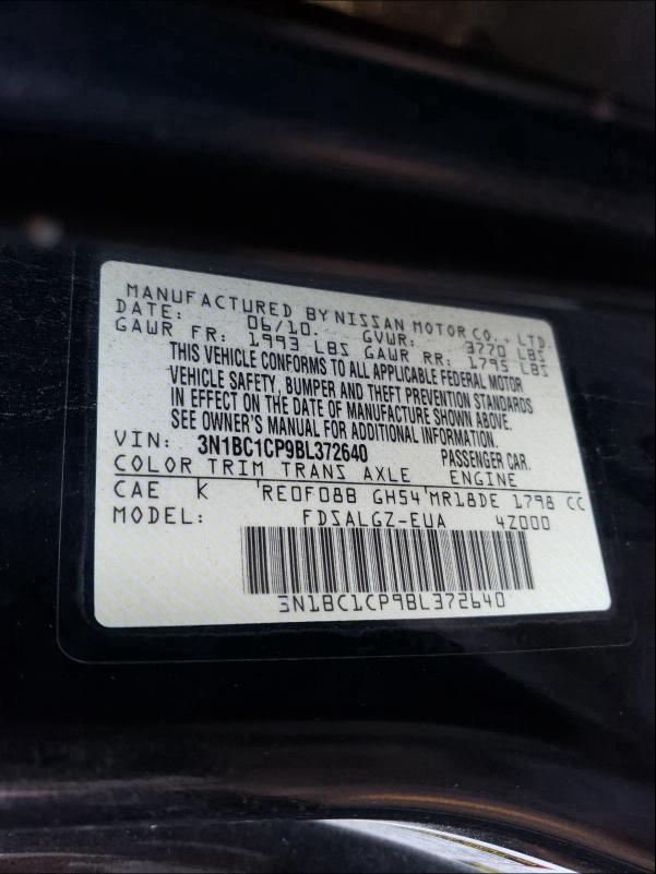 Photo 9 VIN: 3N1BC1CP9BL372640 - NISSAN VERSA S 