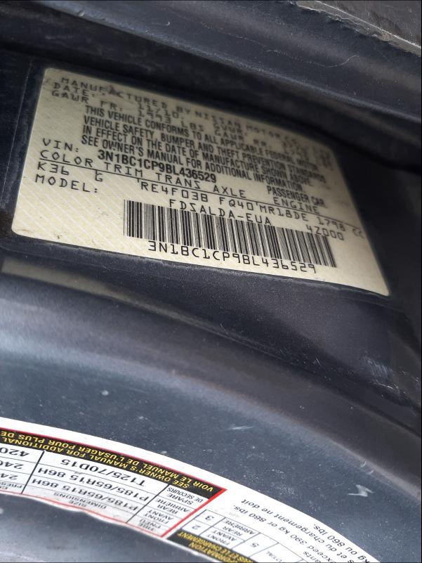 Photo 9 VIN: 3N1BC1CP9BL436529 - NISSAN VERSA S 