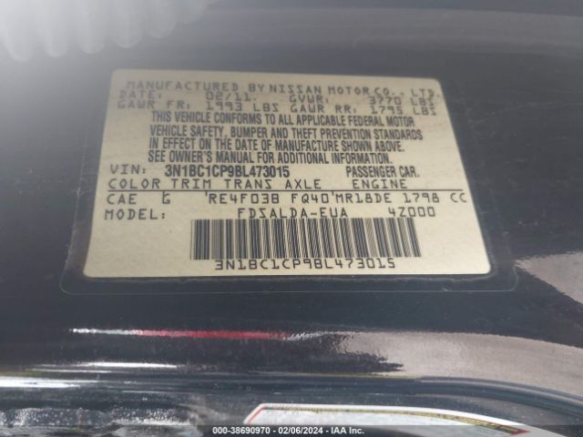 Photo 8 VIN: 3N1BC1CP9BL473015 - NISSAN VERSA 