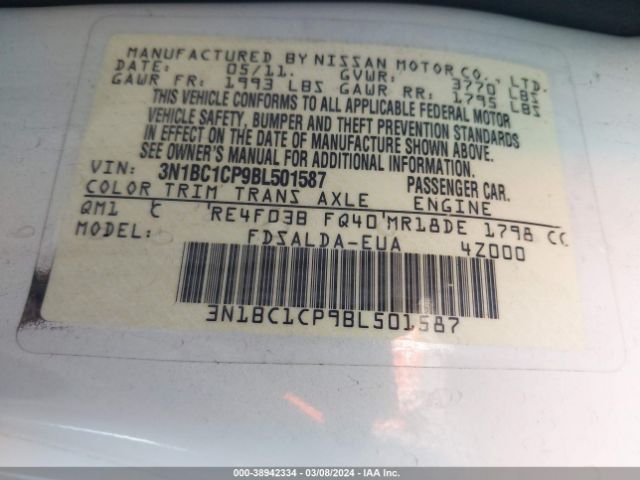 Photo 8 VIN: 3N1BC1CP9BL501587 - NISSAN VERSA 