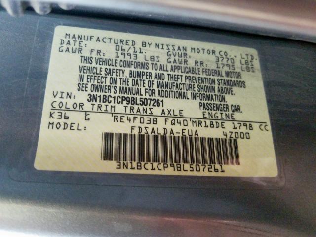 Photo 9 VIN: 3N1BC1CP9BL507261 - NISSAN VERSA S 