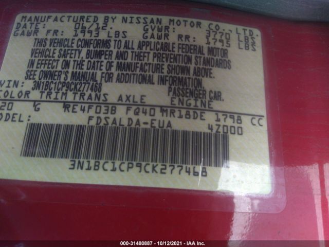 Photo 8 VIN: 3N1BC1CP9CK277468 - NISSAN VERSA 