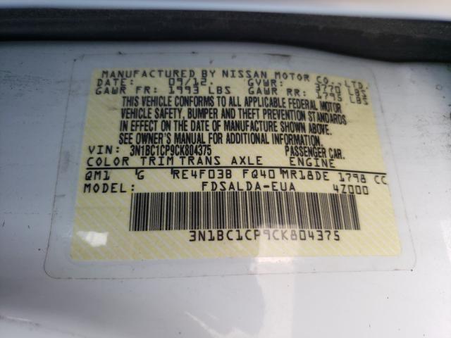 Photo 9 VIN: 3N1BC1CP9CK804375 - NISSAN VERSA S 