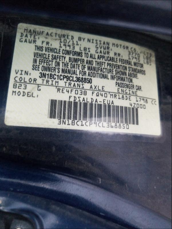 Photo 9 VIN: 3N1BC1CP9CL368850 - NISSAN VERSA S 