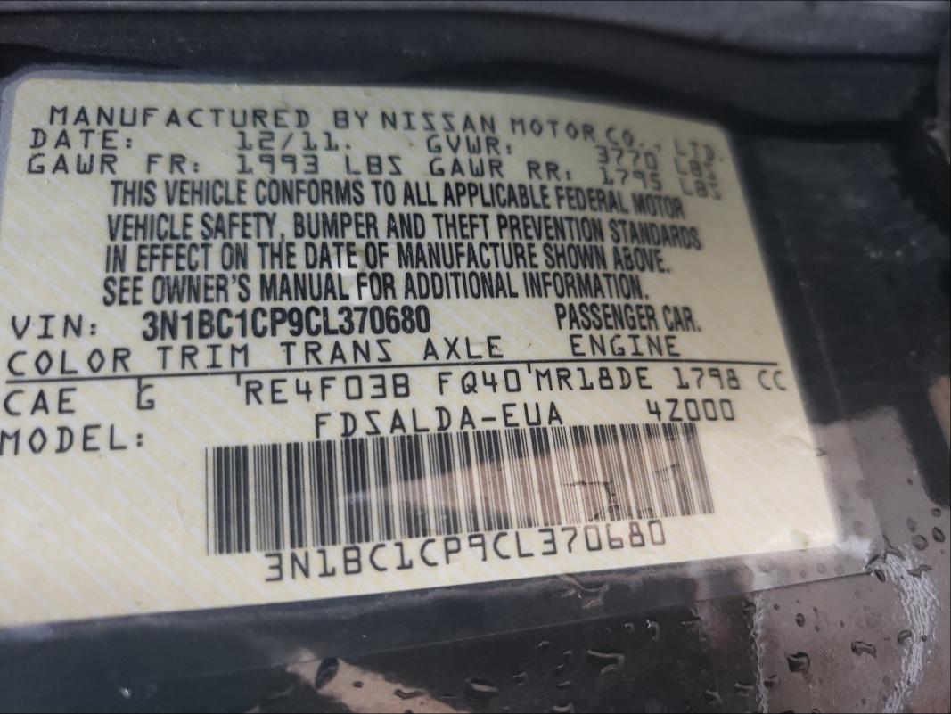 Photo 9 VIN: 3N1BC1CP9CL370680 - NISSAN VERSA S 