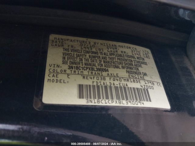 Photo 8 VIN: 3N1BC1CPXBL390094 - NISSAN VERSA 