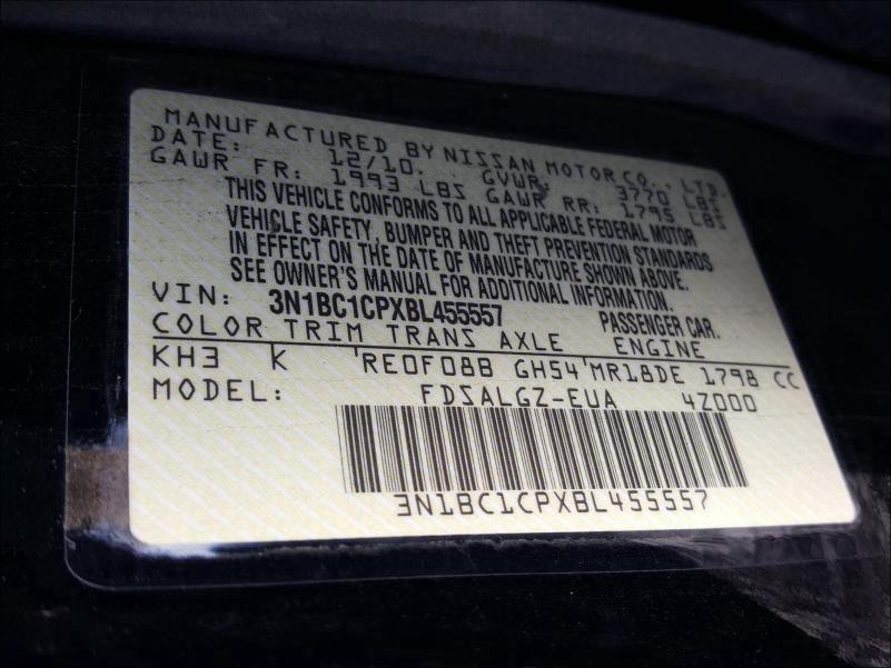 Photo 9 VIN: 3N1BC1CPXBL455557 - NISSAN VERSA S 