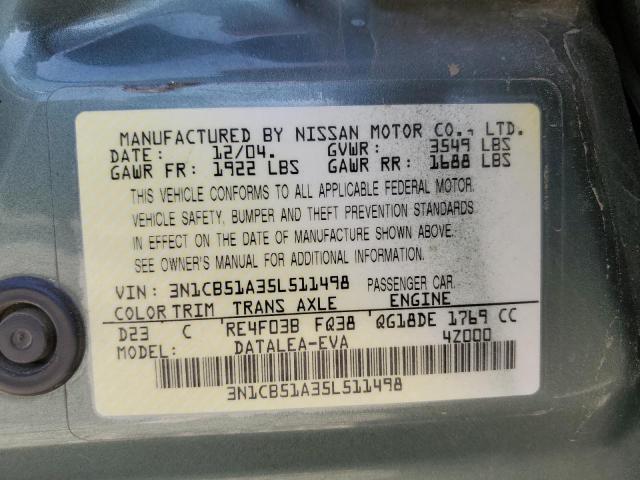 Photo 11 VIN: 3N1CB51A35L511498 - NISSAN SENTRA 1.8 