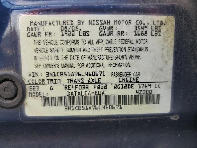 Photo 11 VIN: 3N1CB51A76L460671 - NISSAN SENTRA 