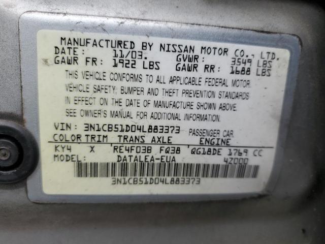 Photo 11 VIN: 3N1CB51D04L883373 - NISSAN SENTRA 