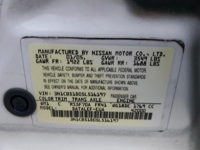 Photo 11 VIN: 3N1CB51D05L516197 - NISSAN SENTRA 