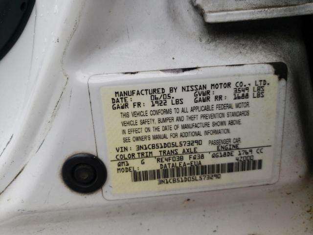 Photo 11 VIN: 3N1CB51D05L573290 - NISSAN SENTRA 1.8 