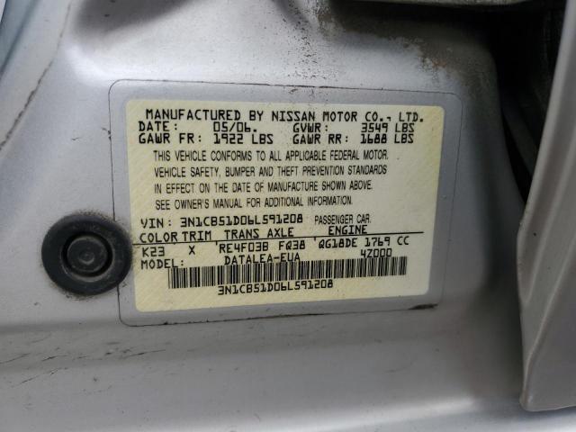 Photo 12 VIN: 3N1CB51D06L591208 - NISSAN SENTRA 1.8 