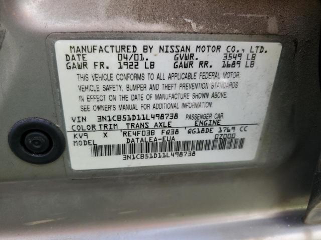 Photo 11 VIN: 3N1CB51D11L498738 - NISSAN SENTRA XE 