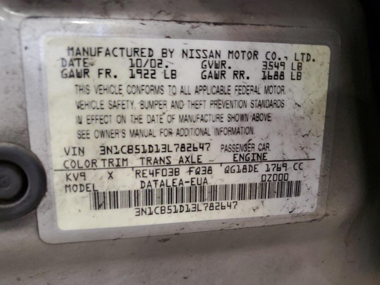 Photo 12 VIN: 3N1CB51D13L782647 - NISSAN SENTRA 