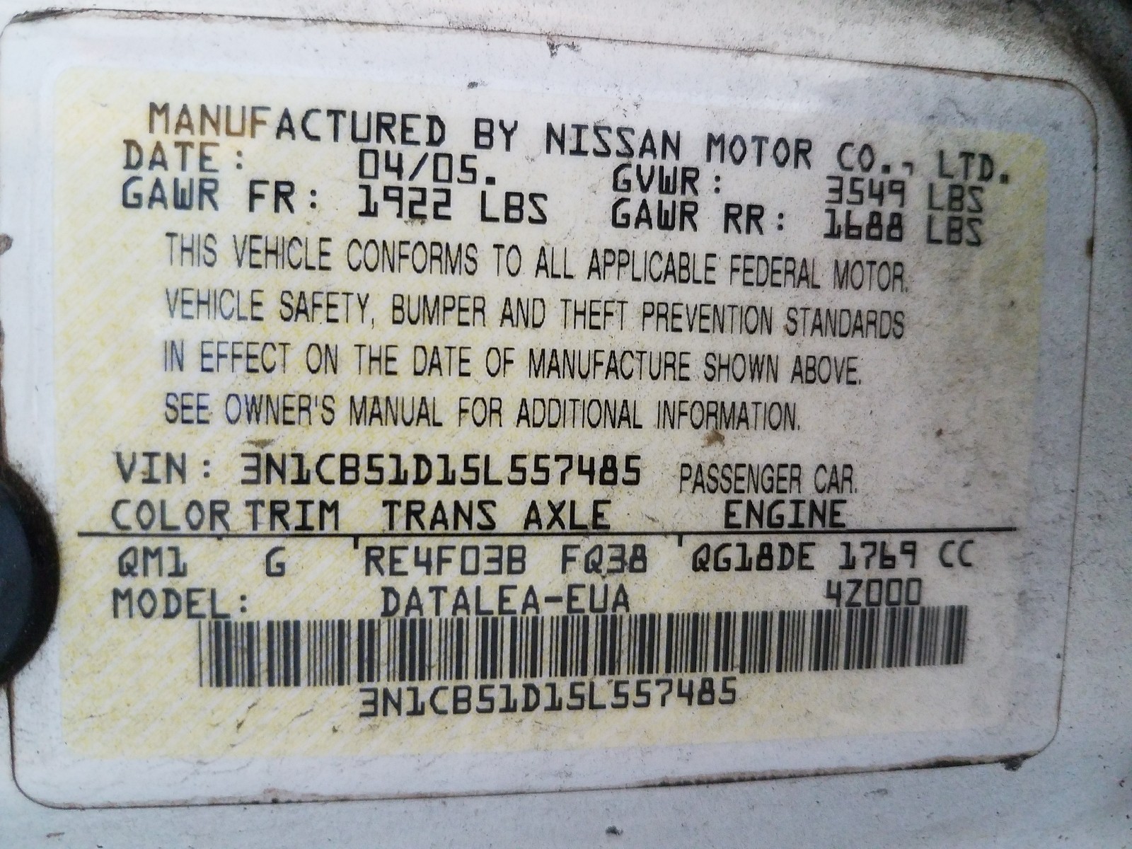 Photo 9 VIN: 3N1CB51D15L557485 - NISSAN SENTRA 