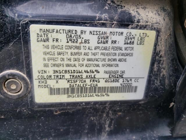 Photo 11 VIN: 3N1CB51D16L465696 - NISSAN SENTRA 1.8 