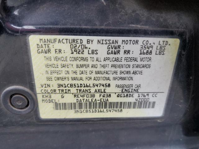 Photo 11 VIN: 3N1CB51D16L547458 - NISSAN SENTRA 1.8 