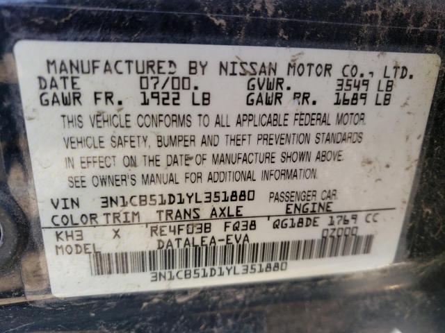 Photo 12 VIN: 3N1CB51D1YL351880 - NISSAN SENTRA BAS 