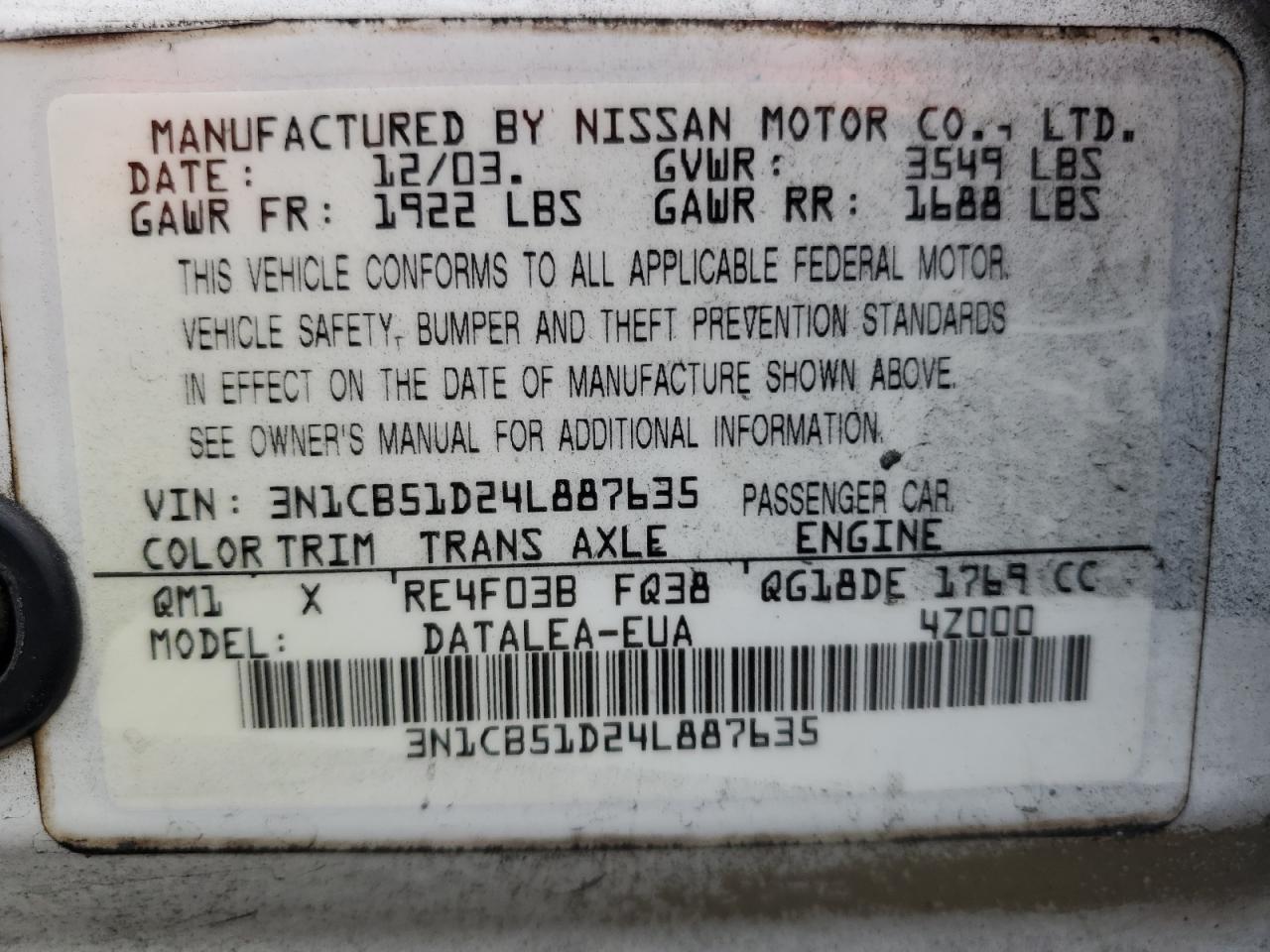 Photo 11 VIN: 3N1CB51D24L887635 - NISSAN SENTRA 