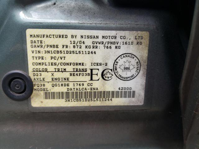 Photo 11 VIN: 3N1CB51D25L511244 - NISSAN SENTRA 1.8 