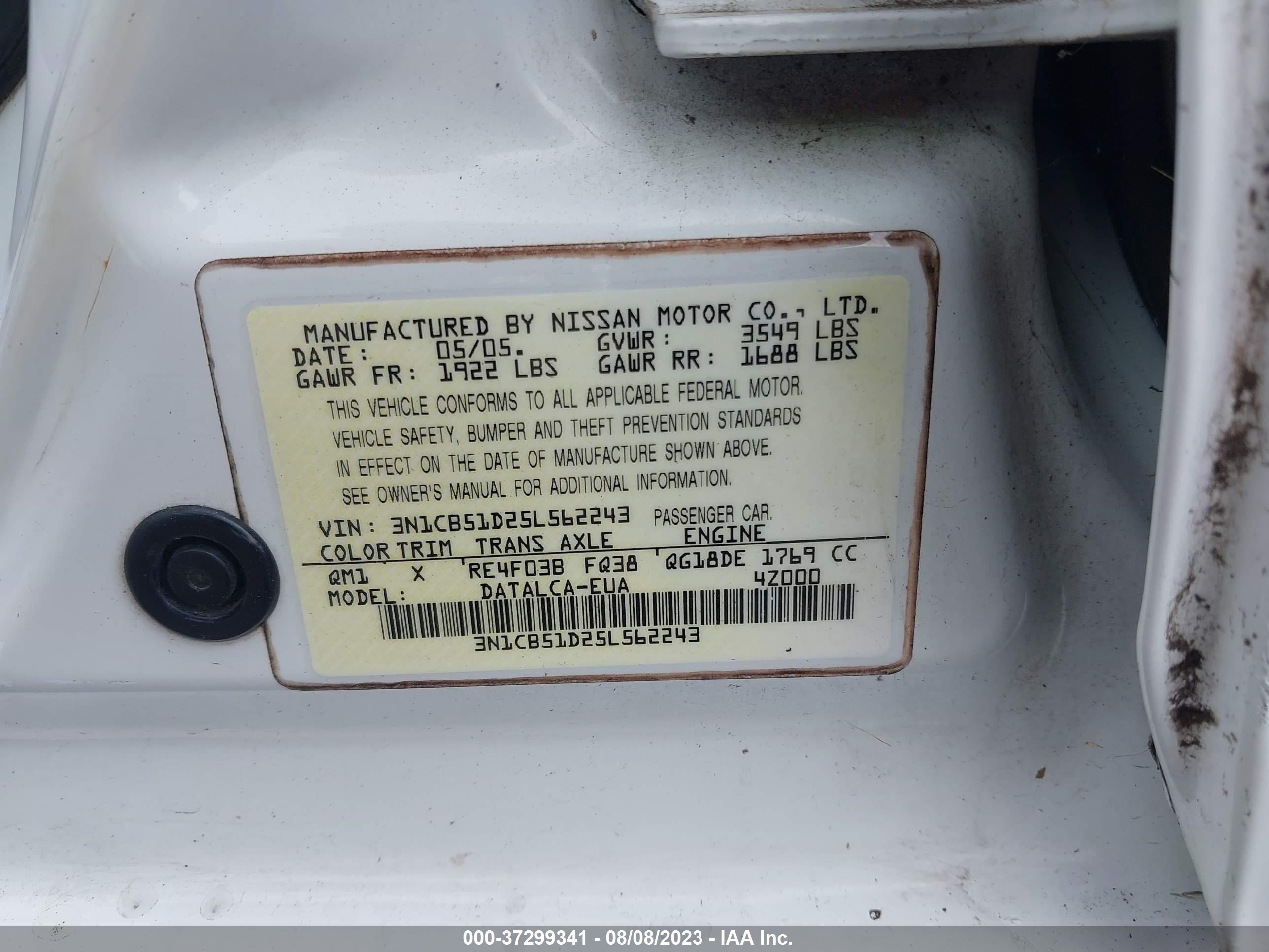 Photo 8 VIN: 3N1CB51D25L562243 - NISSAN SENTRA 