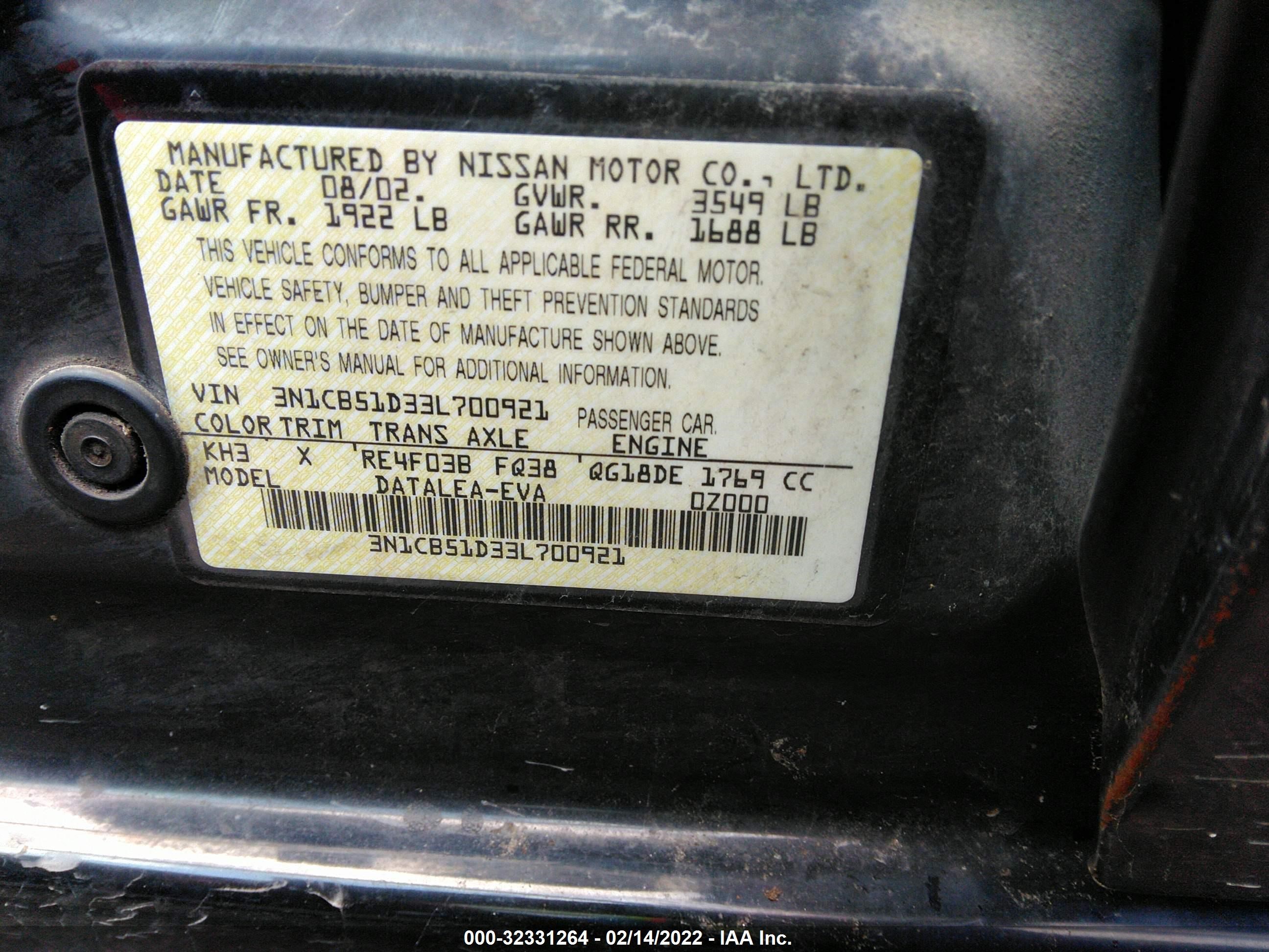 Photo 8 VIN: 3N1CB51D33L700921 - NISSAN SENTRA 