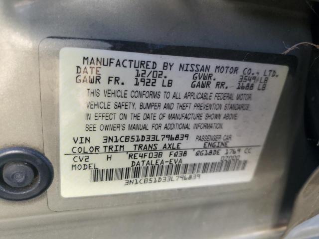 Photo 11 VIN: 3N1CB51D33L796839 - NISSAN SENTRA XE 