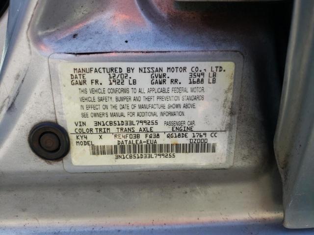 Photo 11 VIN: 3N1CB51D33L799255 - NISSAN SENTRA XE 