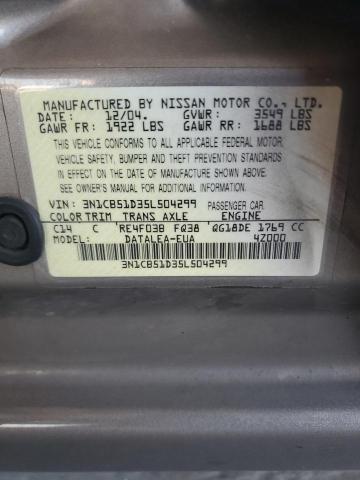 Photo 11 VIN: 3N1CB51D35L504299 - NISSAN SENTRA 1.8 