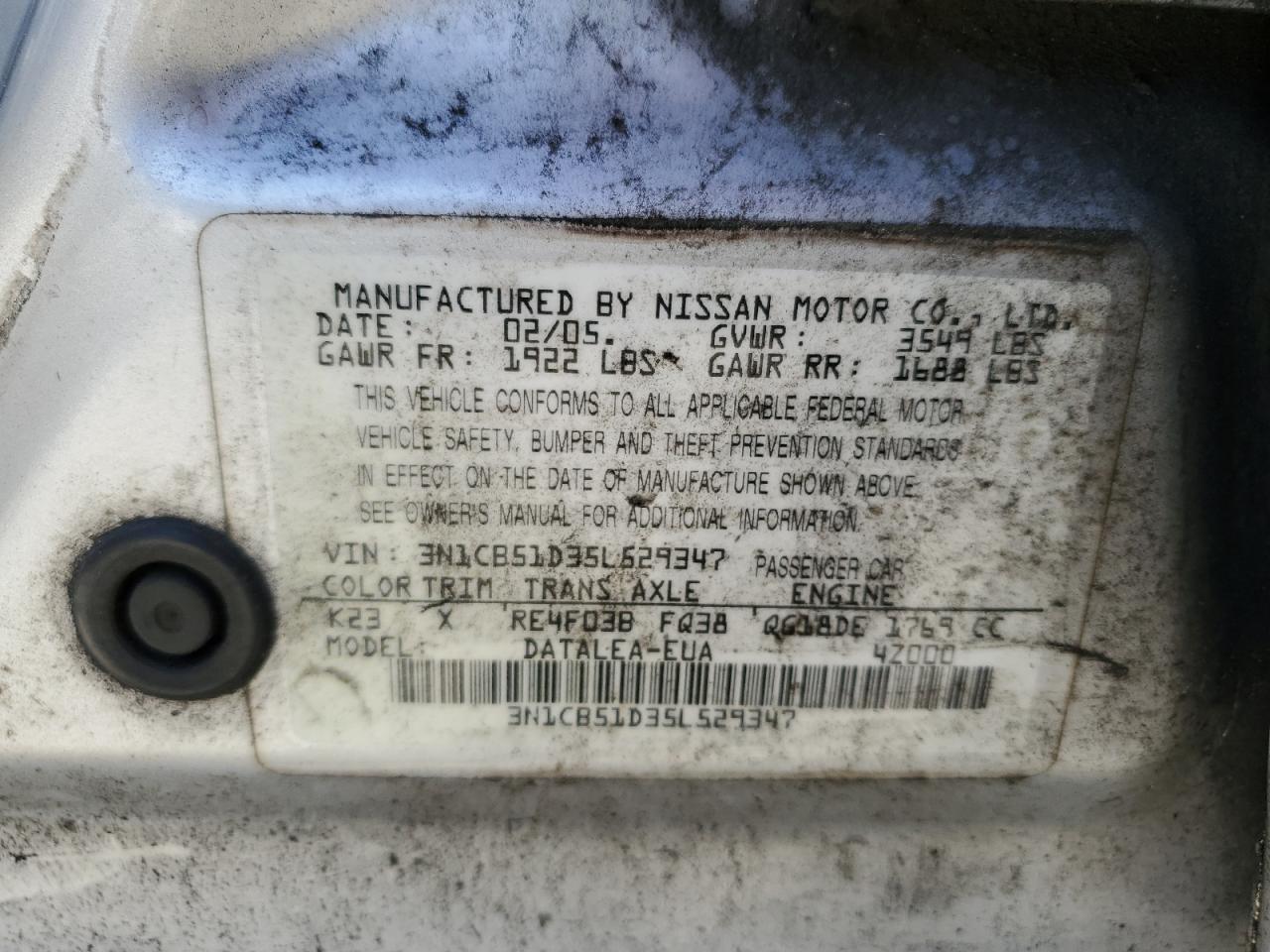 Photo 11 VIN: 3N1CB51D35L529347 - NISSAN SENTRA 