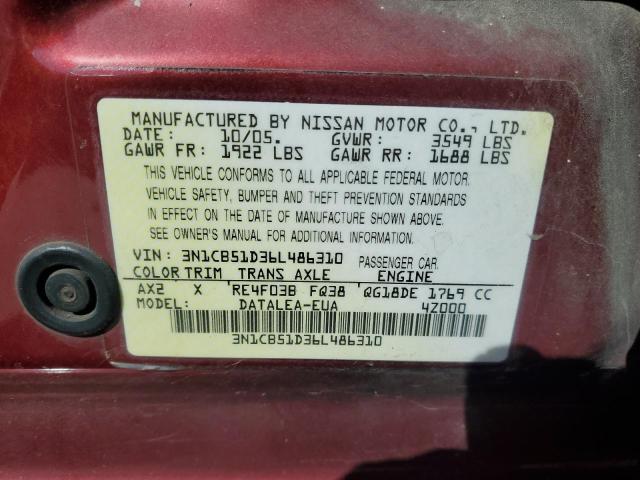 Photo 12 VIN: 3N1CB51D36L486310 - NISSAN SENTRA 