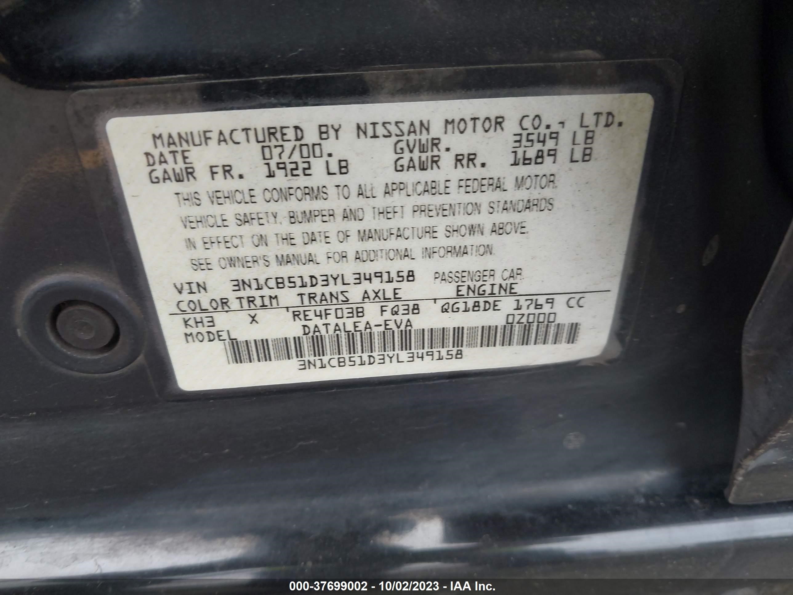 Photo 8 VIN: 3N1CB51D3YL349158 - NISSAN SENTRA 