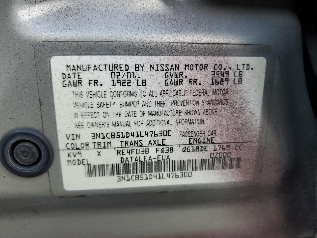 Photo 12 VIN: 3N1CB51D41L476300 - NISSAN SENTRA 