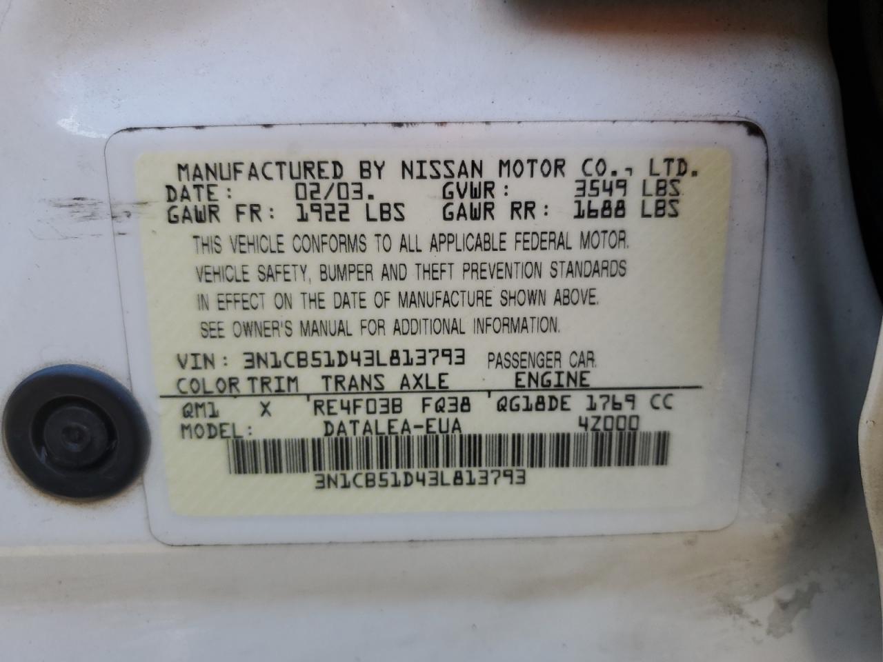 Photo 11 VIN: 3N1CB51D43L813793 - NISSAN SENTRA 