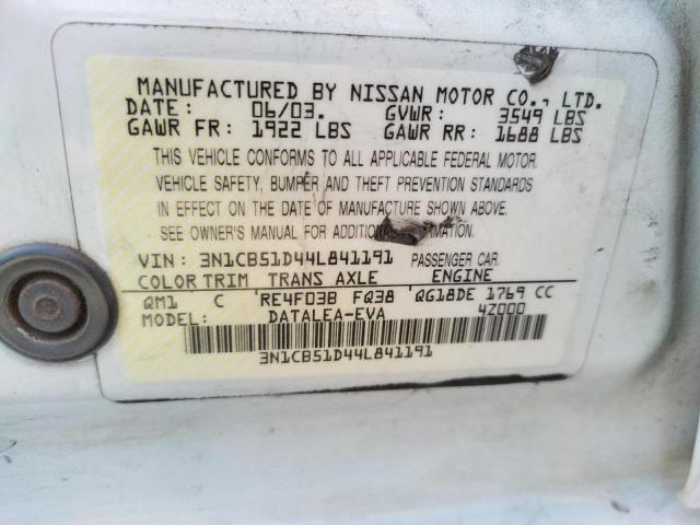 Photo 9 VIN: 3N1CB51D44L841191 - NISSAN SENTRA 