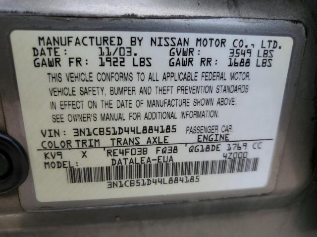 Photo 11 VIN: 3N1CB51D44L884185 - NISSAN SENTRA 1.8 