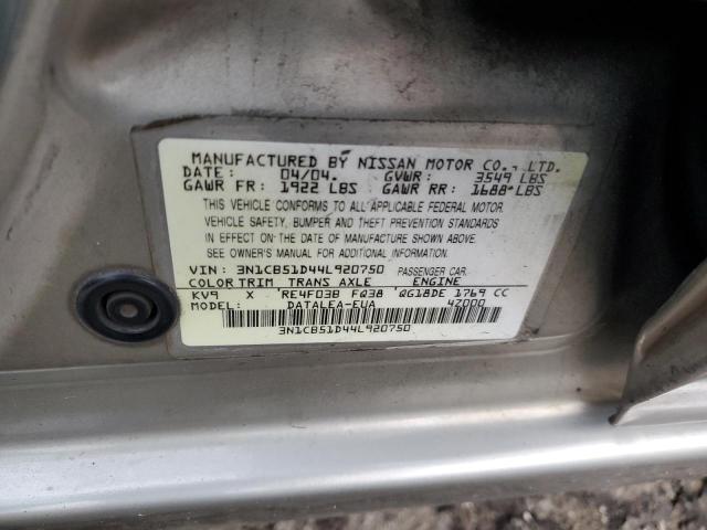 Photo 11 VIN: 3N1CB51D44L920750 - NISSAN SENTRA 1.8 