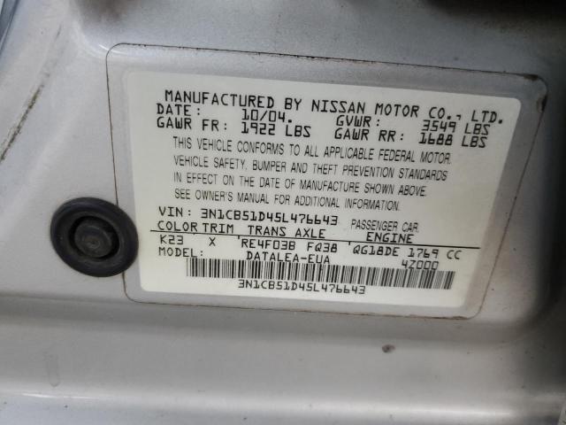 Photo 11 VIN: 3N1CB51D45L476643 - NISSAN SENTRA 1.8 